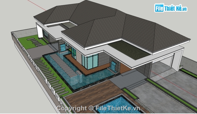 Mẫu villa su,Sketchup villa,Sketchup biệt thự,mẫu Biệt thự villa,biệt thự sketchup