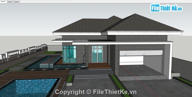 Mẫu villa su,Sketchup villa,Sketchup biệt thự,mẫu Biệt thự villa,biệt thự sketchup