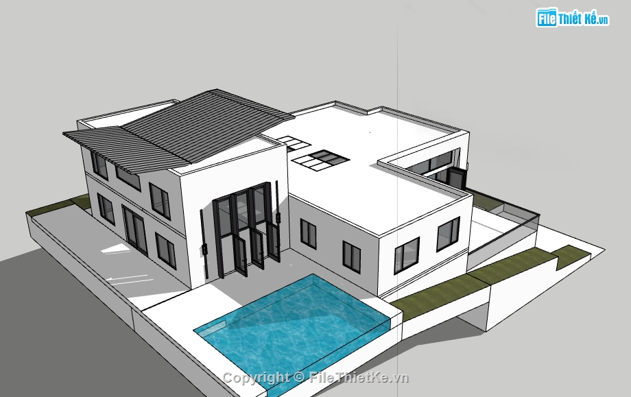 biệt thự sketchup,biệt thự nghỉ dưỡng,sketchup biệt thự,biệt thự villa