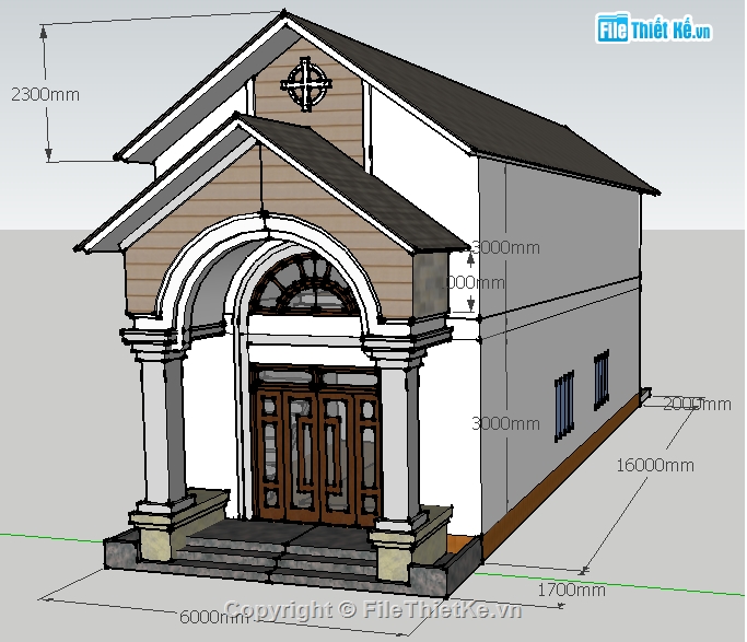 SKetchup biệt thự vườn 6x16m,SKetchup biệt thự vườn,File SKetchup biệt thự