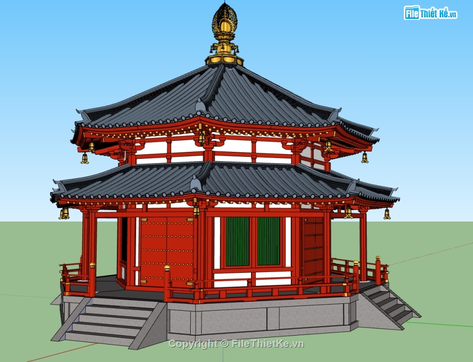 File sketchup chòi lục giác,file sketchup chòi bát giác,su chòi bát giác,File sketchup chòi nghỉ,chòi bát giác