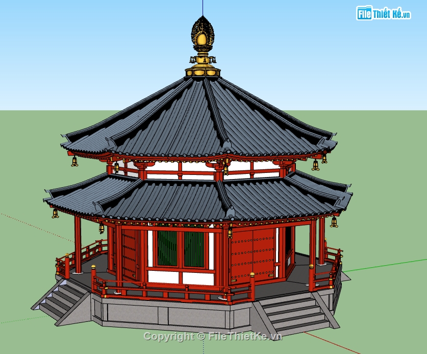 File sketchup chòi lục giác,file sketchup chòi bát giác,su chòi bát giác,File sketchup chòi nghỉ,chòi bát giác