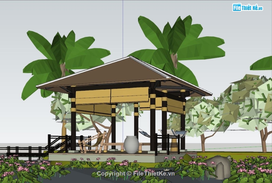 Sketchup chòi,chòi bát giác,Chòi sketchup