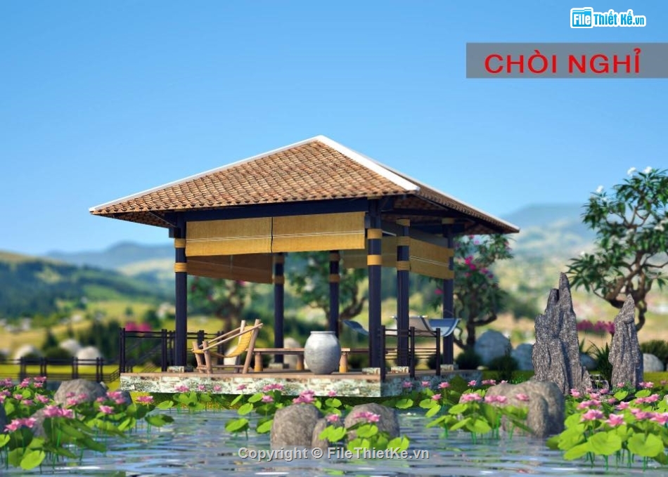 Sketchup chòi,chòi bát giác,Chòi sketchup