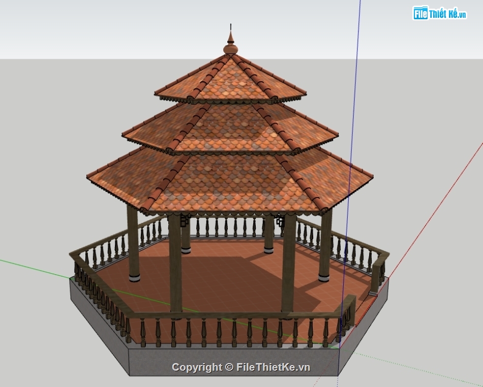 File sketchup chòi nghỉ,File sketchup chòi lục giác,chòi nghỉ,sketchup chòi nghỉ