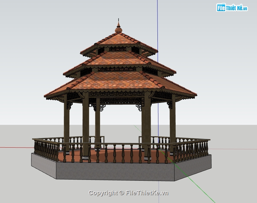 File sketchup chòi nghỉ,File sketchup chòi lục giác,chòi nghỉ,sketchup chòi nghỉ