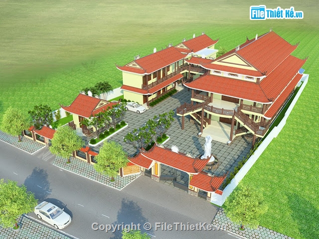 File SKETCHUP Chùa long hội,Chùa long hội file sketchup,File SKETCHUP Chùa