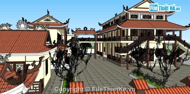 File SKETCHUP Chùa long hội,Chùa long hội file sketchup,File SKETCHUP Chùa