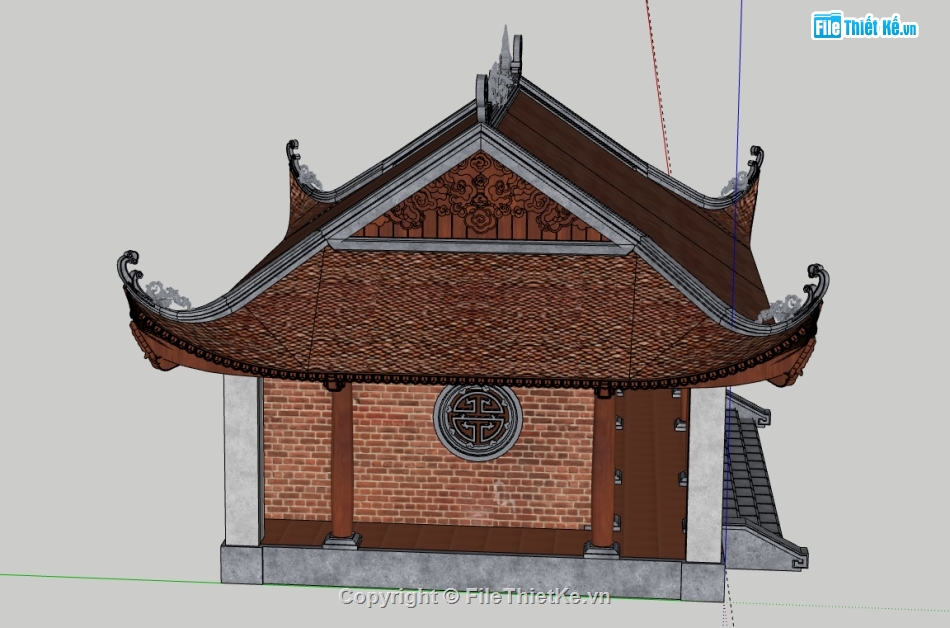 File sketchup chùa,mẫu đình chùa sketchup,model chùa sketchup,phối cảnh chùa sketchup