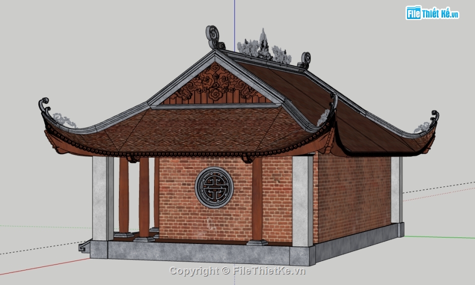 File sketchup chùa,mẫu đình chùa sketchup,model chùa sketchup,phối cảnh chùa sketchup