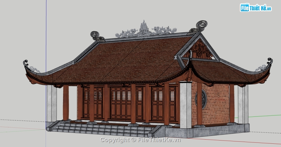 File sketchup chùa,mẫu đình chùa sketchup,model chùa sketchup,phối cảnh chùa sketchup