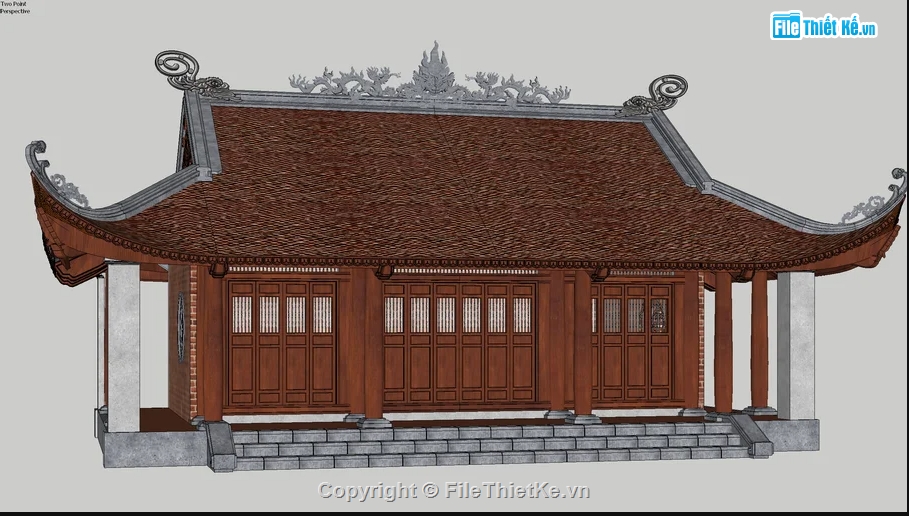 File sketchup chùa,mẫu đình chùa sketchup,model chùa sketchup,phối cảnh chùa sketchup