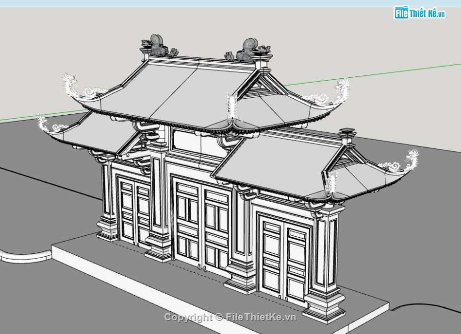 Cổng chùa,File sketchup cổng chùa,Cổng chùa file sketchup,Cổng chùa model su,model sketchup cổng chùa