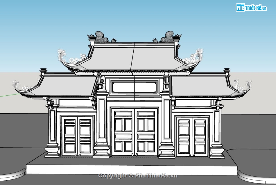 Cổng chùa,File sketchup cổng chùa,Cổng chùa file sketchup,Cổng chùa model su,model sketchup cổng chùa