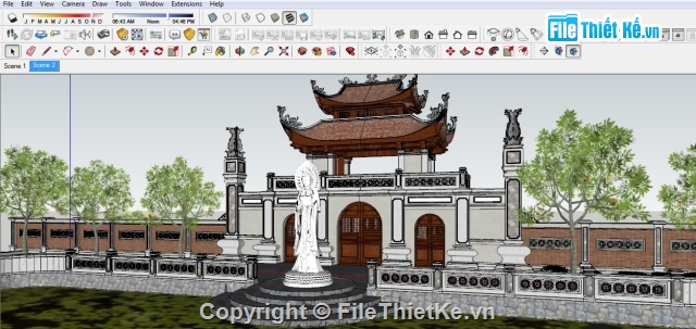 File sketchup cổng chùa,Model sketchup cổng chùa,Cổng chùa file sketchup