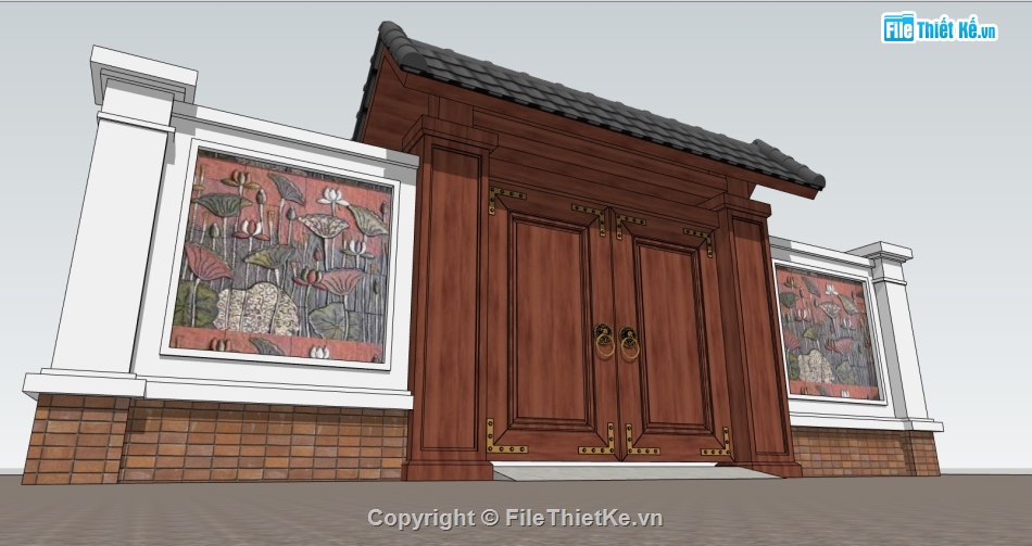 File sketchup cổng gỗ,Model sketchup cổng bằng gỗ,model 3d cổng gỗ