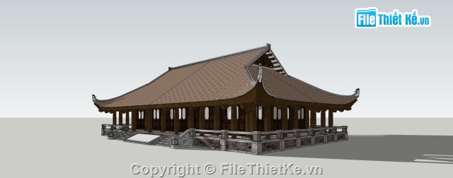 Đình chùa,di tích Đình Làng,Sketchup,sketchup đình,bản vé đình làng