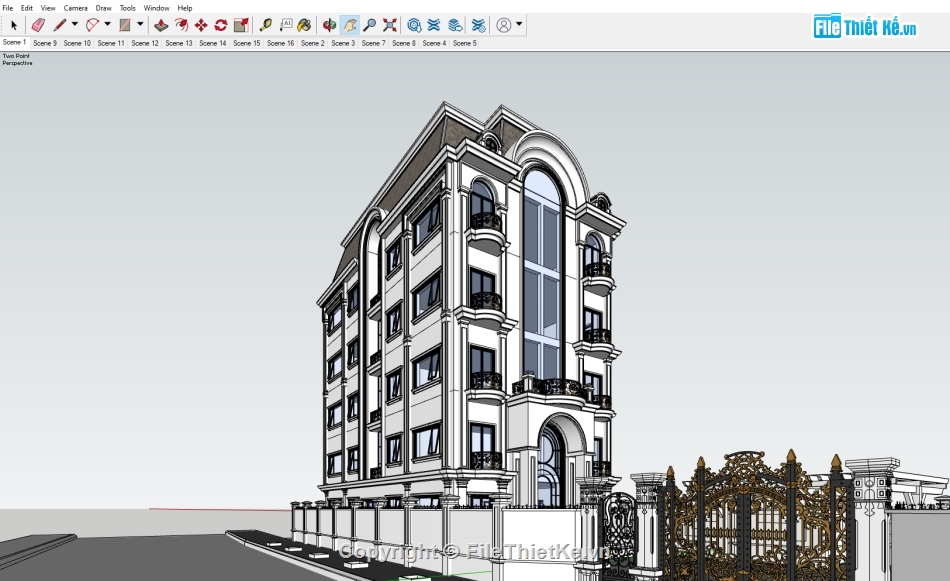 file sketchup khách sạn 6 tầng,file sketchup khách sạn,sketchup khách sạn tân cổ điển,File su khách sạn tân cổ điển