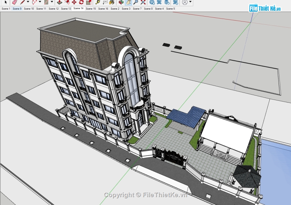 file sketchup khách sạn 6 tầng,file sketchup khách sạn,sketchup khách sạn tân cổ điển,File su khách sạn tân cổ điển