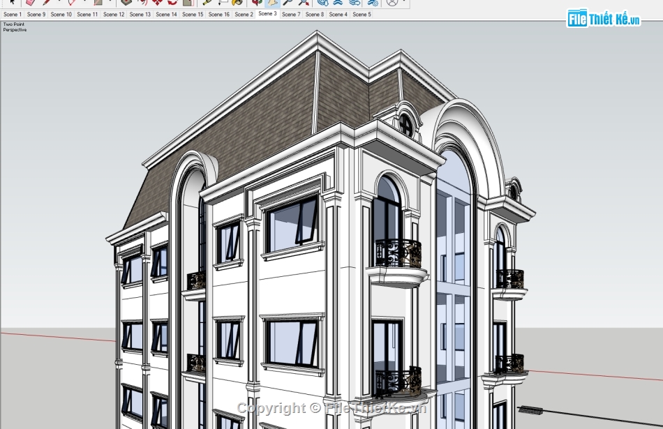 file sketchup khách sạn 6 tầng,file sketchup khách sạn,sketchup khách sạn tân cổ điển,File su khách sạn tân cổ điển