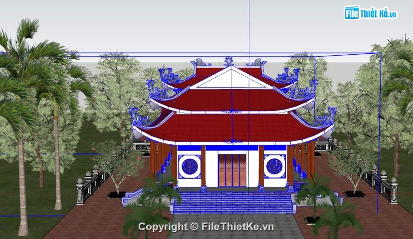 File 3d sketchup chùa,File sketchup chùa,File 3d chùa,dựng 3d ngôi chùa