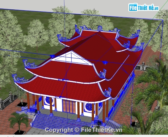 File 3d sketchup chùa,File sketchup chùa,File 3d chùa,dựng 3d ngôi chùa