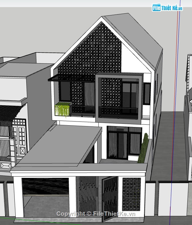 nhà phố 2 tầng file su,file su nhà phố 2 tầng,model su nhà phố 2 tầng,file sketchup nhà phố 2 tầng