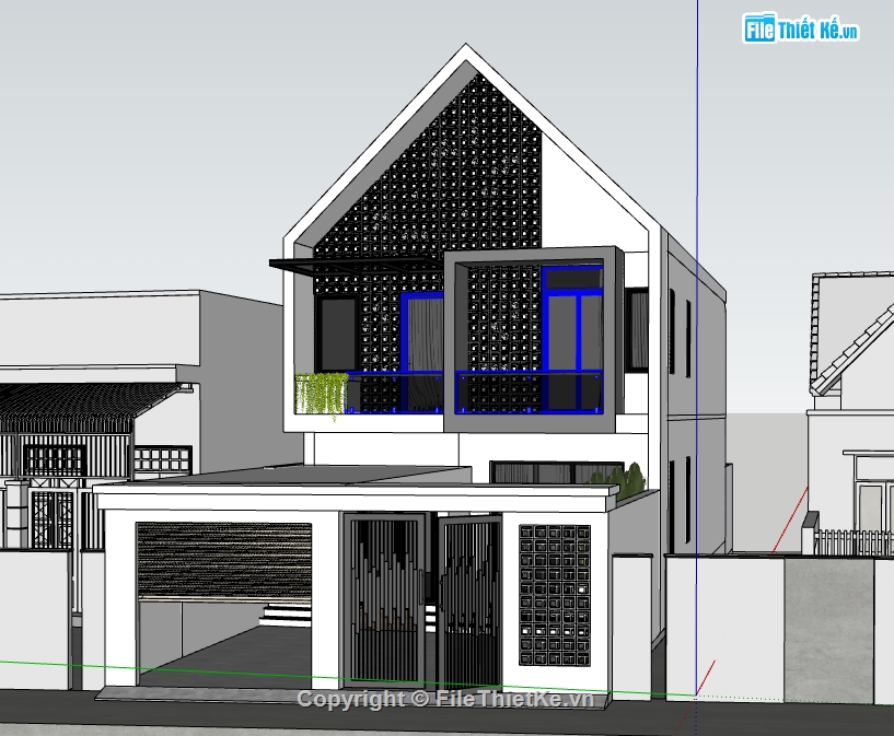 nhà phố 2 tầng file su,file su nhà phố 2 tầng,model su nhà phố 2 tầng,file sketchup nhà phố 2 tầng