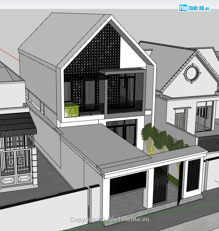 nhà phố 2 tầng file su,file su nhà phố 2 tầng,model su nhà phố 2 tầng,file sketchup nhà phố 2 tầng