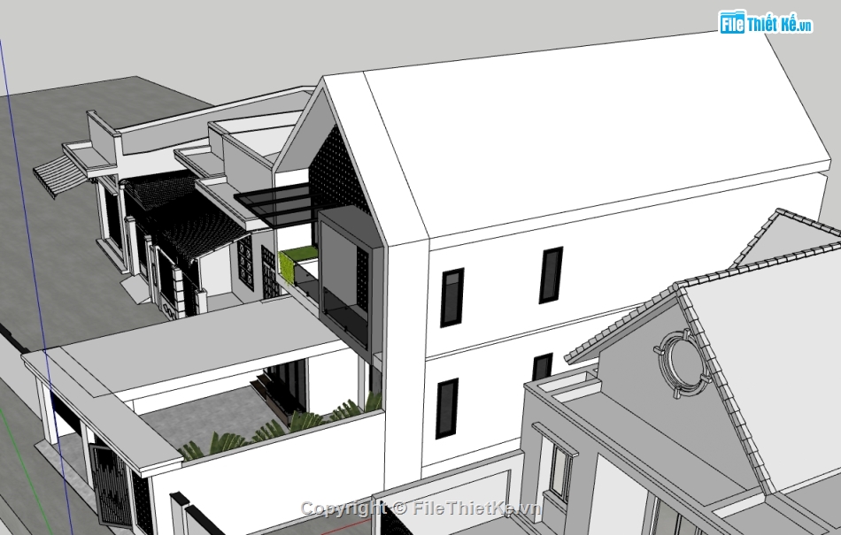 nhà phố 2 tầng file su,file su nhà phố 2 tầng,model su nhà phố 2 tầng,file sketchup nhà phố 2 tầng