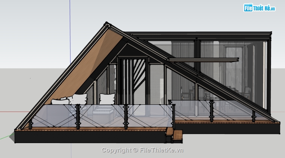 model 3d bungalow,model su bungalow,file su nhà bungalow,model sketchup bungalow