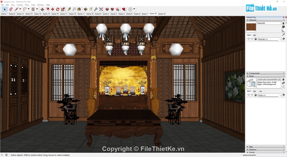 sketchup nội thất,File sketchup nội thất,File sketchup nhà cổ