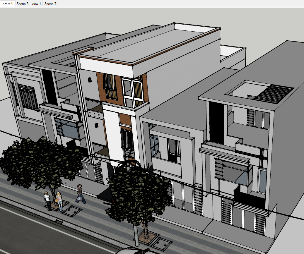 file su nhà phố 3 tầng,model nhà phố 3 tầng,nhà phố 3 tầng file su,model sketchup nhà phố 3 tầng