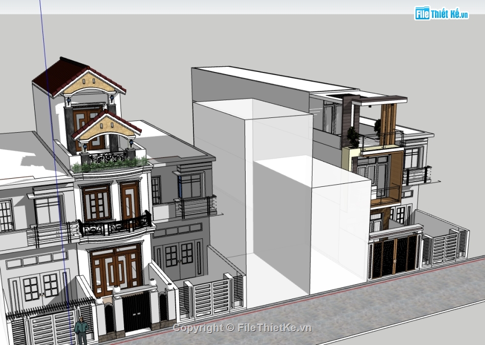 file su nhà phố 3 tầng,nhà phố 3 tầng file su,model su nhà phố 3 tầng,file sketchup nhà phố 3 tầng