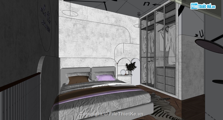 nội thất phòng ngủ,3d sketchup phòng ngủ,sketchup nội thất phòng ngủ