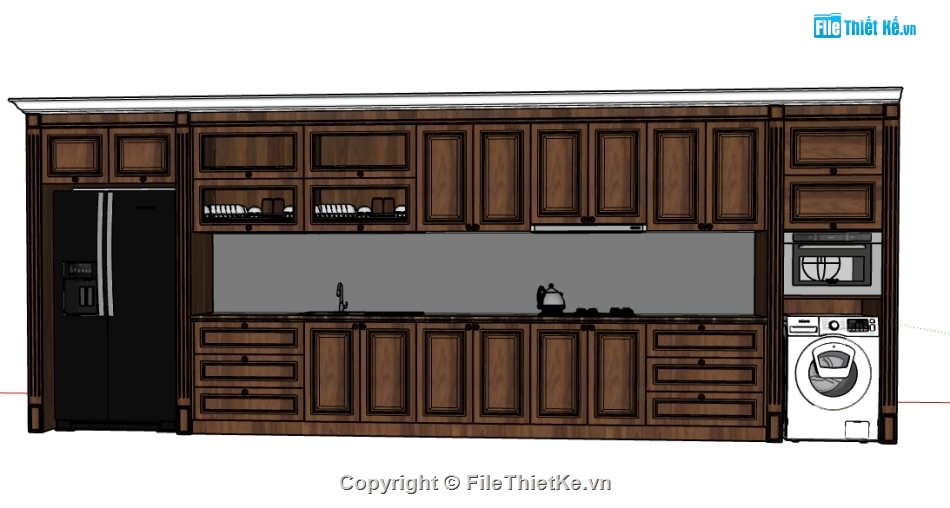 phòng bếp sketchup,File sketchup phòng khách bếp,File 3d sketchup bếp,3d phòng bếp