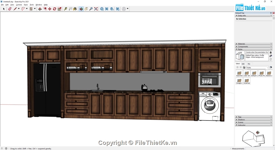 phòng bếp sketchup,File sketchup phòng khách bếp,File 3d sketchup bếp,3d phòng bếp