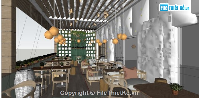 restautant sketchup,thiết kế nhà hàng sketchup,mẫu nhà hàng hiện đại