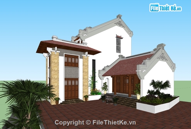 Sketchup nhà thờ họ,File sketchup nhà thờ họ,Sketchup Nhà thờ họ,Bản vẽ nhà thờ