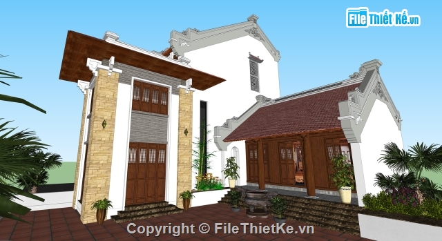 Sketchup nhà thờ họ,File sketchup nhà thờ họ,Sketchup Nhà thờ họ,Bản vẽ nhà thờ