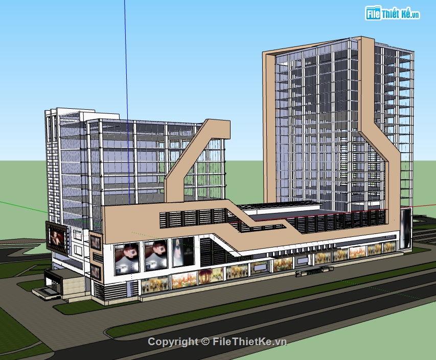 3d su dựng trung tâm thương mại,bao cảnh trung tâm thương mại,file sketchup trung tâm thương mại