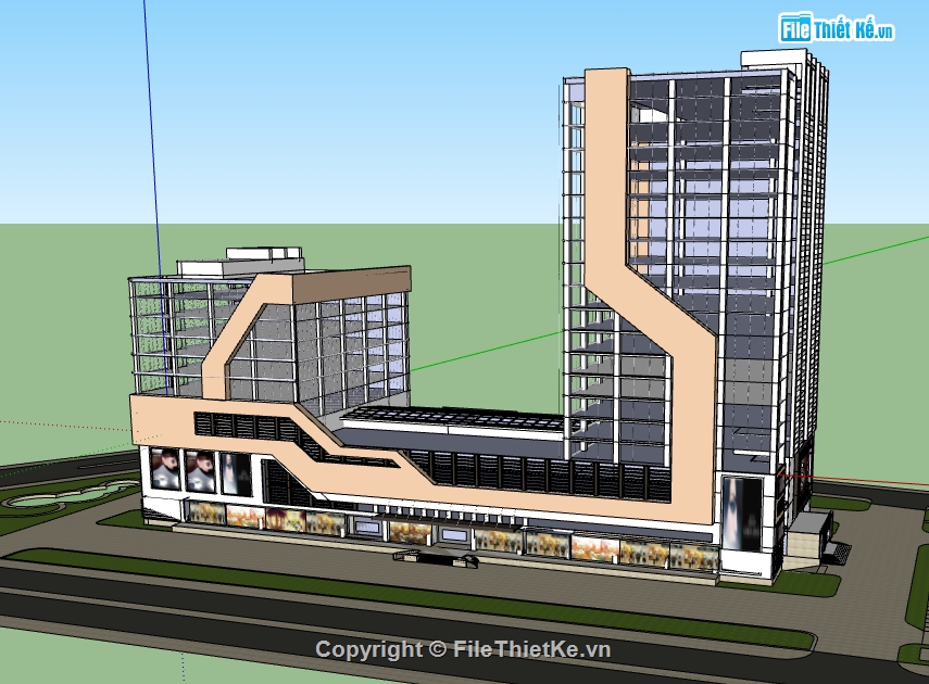 3d su dựng trung tâm thương mại,bao cảnh trung tâm thương mại,file sketchup trung tâm thương mại