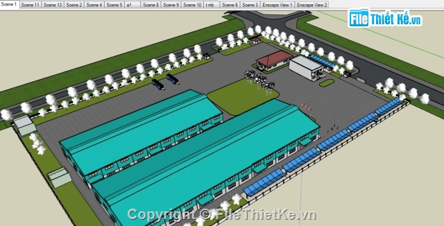 Nhà xưởng công ty,xưởng công nghiệp,Sketchup dựng cảnh Nhà xưởng công ty,Mẫu nhà xưởng công ty,sketchup nhà xưởng công ty