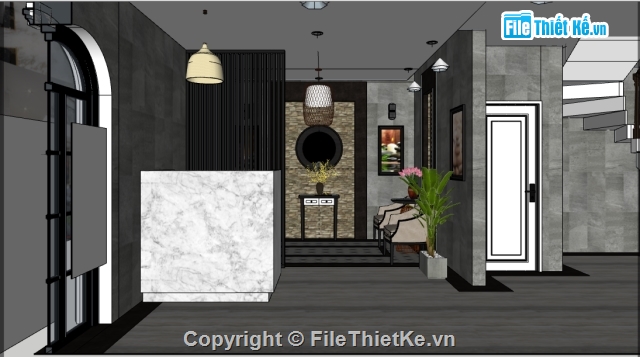 Sketchup spa,Khách sạn đẹp,Su sảnh,sảnh khách sạn