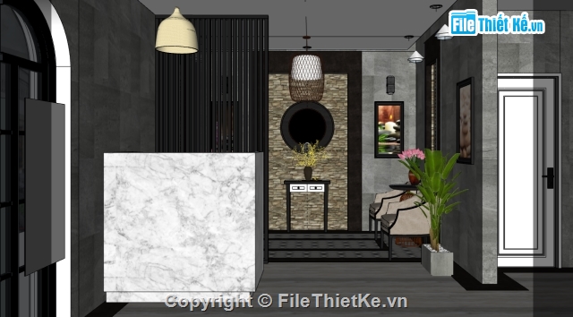 Sketchup spa,Khách sạn đẹp,Su sảnh,sảnh khách sạn