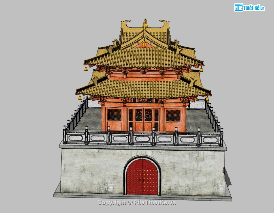 Dựng cổng thành cổ file sketchup,cổng thành dựng model su,file 3d su mẫu cổng thành cổ