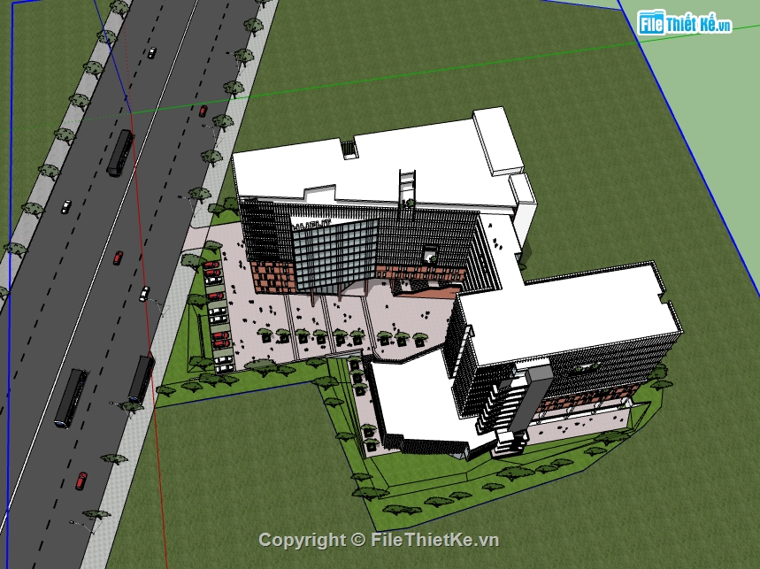 thiết kế trường đại học file su,sketchup dựng trường đại học,đại học HUFLIT dựng 3d su
