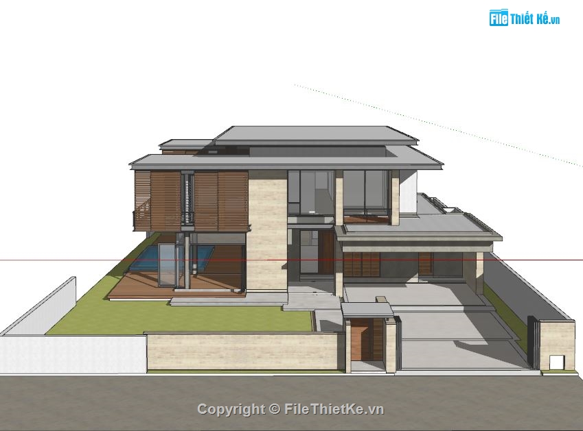 Villa 2 tầng file sketchup,sketchup villa 2 tầng,model sketchup villa 2 tầng,Sketchup Villa