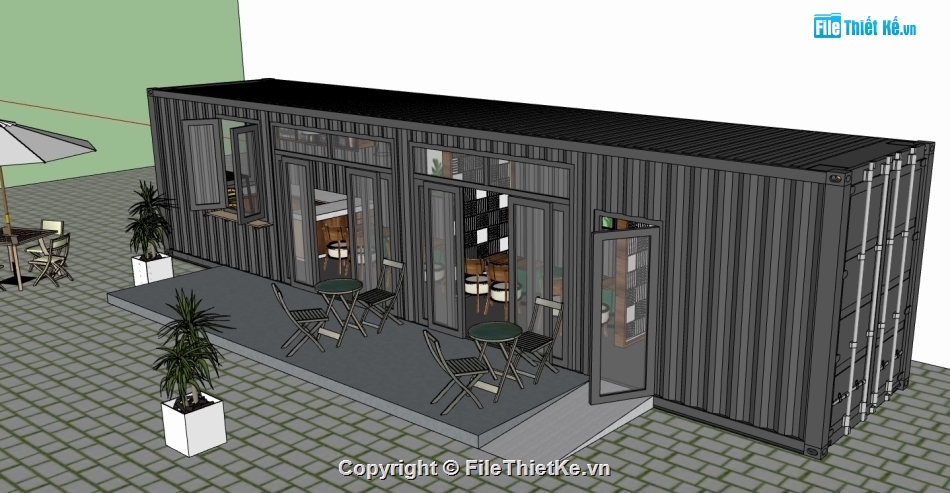 sketchup nội thất,File sketchup nội thất,model su quán cafe,file su quán cafe