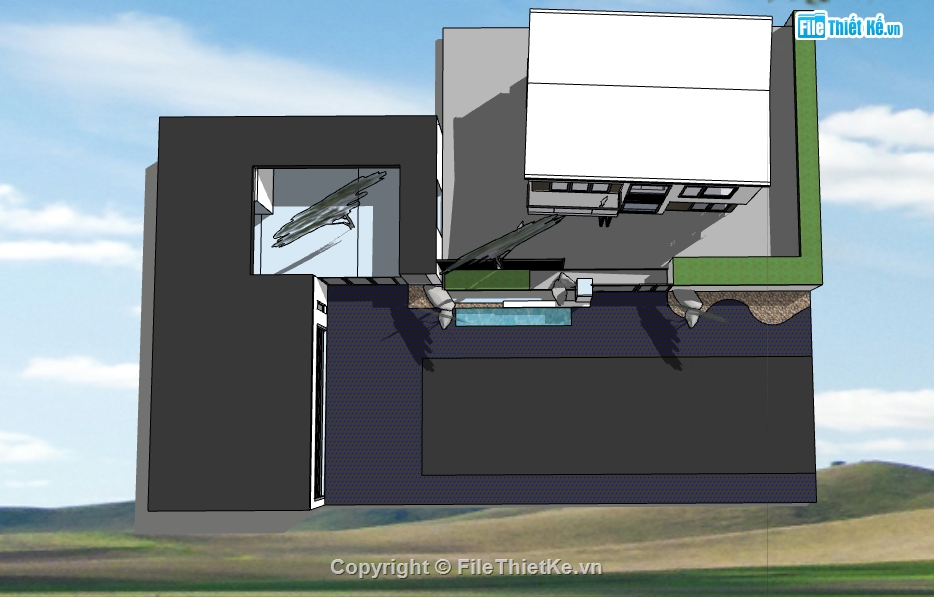 dựng nhà biệt thự vườn file su,sketchup thiết kế mẫu nhà biệt thự vườn,thiết kế 3d phối cảnh biệt thự vườn